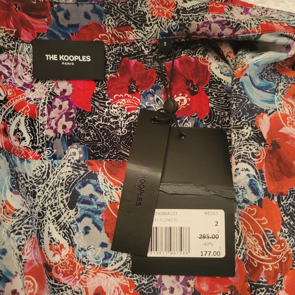 The Kooples Floral Paisley Long Sleeve Button-Up Shirt - Picture 11 of 12